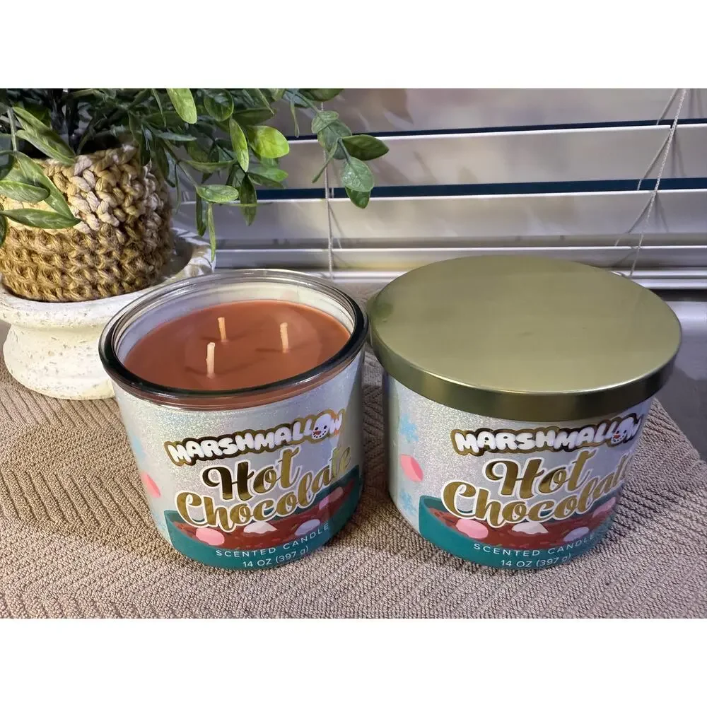 Marshmallow Hot Chocolate 14oz Candle bundle of 2 chocolate cocoa scented candle - Picture 3 of 3